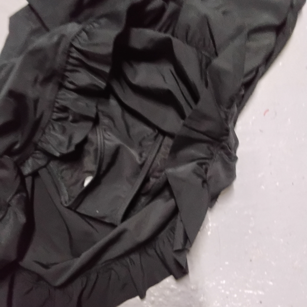 Black Halter Swimdress with Ruffled Neckline - Picture 2 of 5